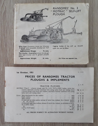 Ransomes tractor ploughs - tractor, &