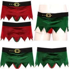 UK Mens Christmas Low Rise Velvet Sissy Skirt Sexy Santa Claus Costume Clubwear