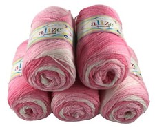 Alize Rainbow wool pack 5 x 100g Sekerim Bebe Batik Yarn crochet DK acrylic 2126
