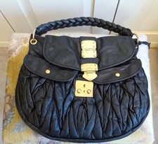 Miu Miu Matelasse Satchel in Black, Leather, Large, Vintage