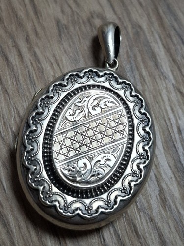 Antique silver oval locket - antique,