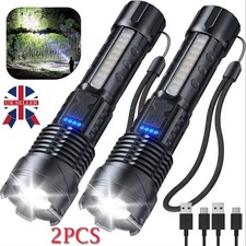 2X 990000000LM Super Bright Flashlight LED Powerful Rechargeable Torch Zoomable