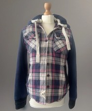 Superdry women's borg-lined lumberjack shirt hoody in Rose Carson Check Medium