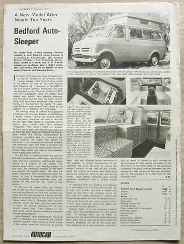 Bedford auto sleeper - auto-sleeper, autocar
