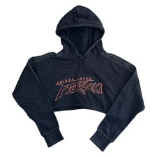 Adidas X Fiorucci Originals Cropped Hoodie Y2K Pullover Black Womens Uk8