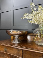 Large Polished Metal Punch Bowl on Pedestal – Barware / Party Decor