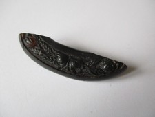 Bog Oak brooch Victorian antique floral design - 50 mm
