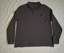 Fred Perry Mens Long Sleeved Grey Polo Shirt Size XXL