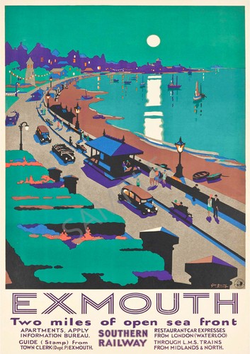 Vintage railway poster exmouth - vintage,