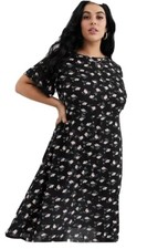 Size 28, Black Floral Print 