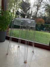 Kartell Starck Charles Ghost Stackable Clear Stool - COLLECTION ONLY