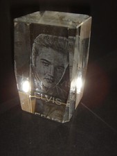 ELVIS PRESLEY excellent glass paperweight with Elvis image, 3" high,v.g.c. (ii)