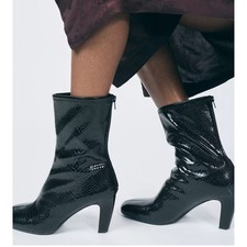 Zara Textured Heeled Ankle