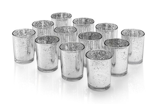 Set mercury glass votive - 12,