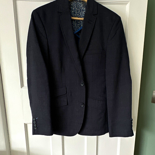 Navy linen blend tailored - linen,