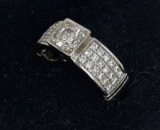 Gents 18k  White Gold Ring  with Central 1.2 Carat Lab Diamond Size W Hallmarked