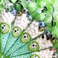 Pre-filled Personalised football sweet cones FOOTBALL GREEN sweetie cones