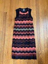 Missoni Dress Womens Small Black OrangeChevron Knit Sleeveless Lined Shift Dress