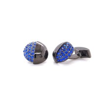 PD Man England Blue Crystal Eclipse Cufflinks In Black Rhodium Plate - 1 Pair