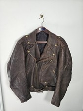 Vintage Leather Biker Leather Men's Medium Brown Tasselled Soft 40/42" Brando