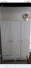 Wooden Three-Door Wardrobe with Draw. Hangers And Pole Inside With Shelving