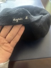 Agnes B Black Cotton Beret. So