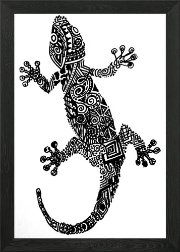 Abstract gecko framed - abstract, wall