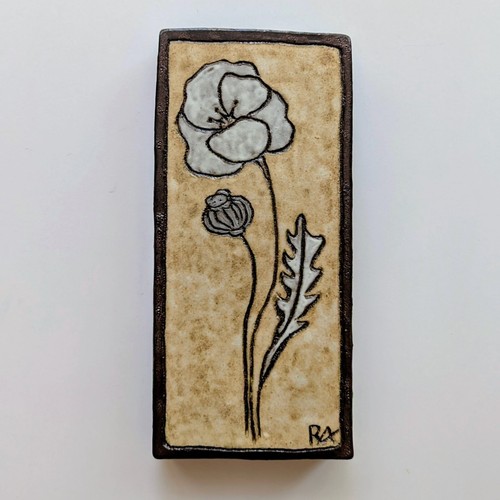 Handmade ceramic poppy wall - poppy,