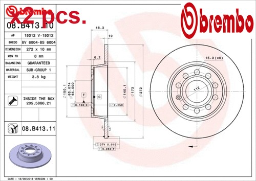 Pcs rear brake disc set - brake,