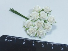 1:12 Scale 10 Roses White Dolls house Miniatures Flowers, Garden