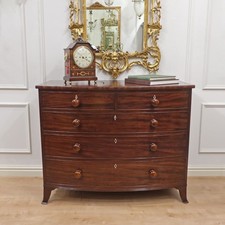 Antique Chest of Drawers Georgian Mahogany Bow Fronted with Knobs Restored