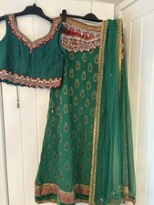 Indian Lengha Choli  Dark Green & Red