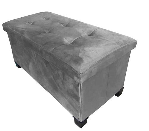 Velvet folding storage ottoman - velvet,