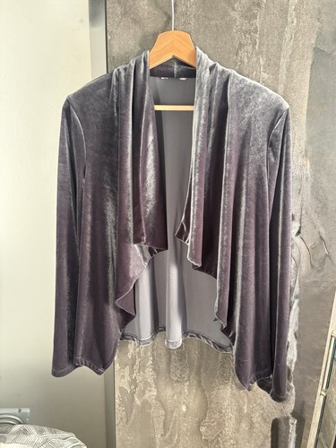 Grey velvet waterfall - velvet, cardigan