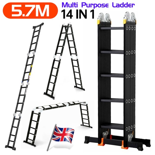 Folding ladder aluminium - 5.7m,