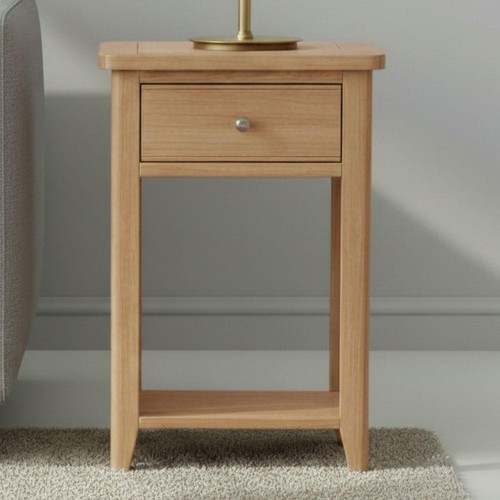 Solid oak tall lamp table - solid,
