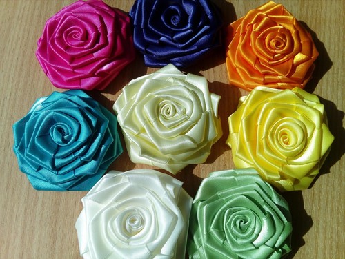 Large satin ribbon - ribbon, buds