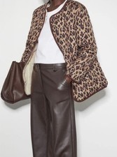 Monsoon Women Rue Reversible Quilted Leopard Print Jacket Brown XL