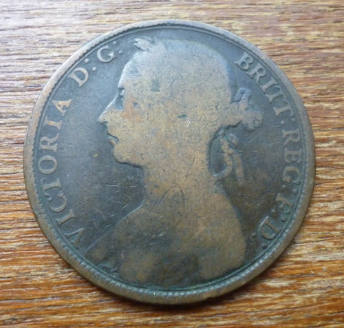 1889 one penny coin - 1889, head