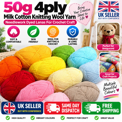 50g 4ply milk cotton knitting - 50g,