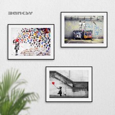 Set of 3 Banksy Wall Art Prints Pictures Posters Headshot Butterfly Balloon Girl