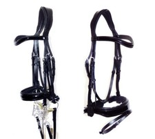 FSS FREEWAY Anatomic Double/Snaffle Bridle CUT AWAY Comfort Headpiece Noseband 