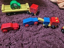 Bundle of 5 Vintage ELC Wooden Toy Vehicles Lorry Tanker Tow Truck car Bin wagon