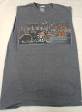 Harley Davidson Mens Vest Small S Grey Knucklehead Myrtle Beach Hanes Beefy