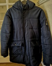 Boys Navy Blue M&S Longline Storm Wear Padded Coat Age 11-12 years