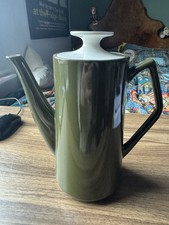 Vintage Beswick England Green Handled Coffee Pot with White Lid Beautiful Piece