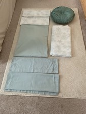 Pale Teal Double Duvet Set With 4 Pillowcases , Fitted Double Sheet &cushion