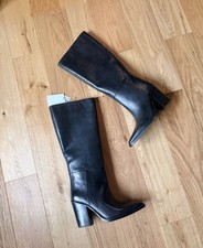 Zara Black Leather Knee High
