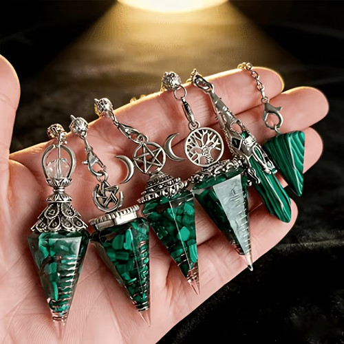 Green malachite pendulum - green,