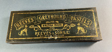 Vintage Reeves Greyhound Pastels - Black Tin Box with Pastels